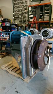 Industrial fan on a pallet