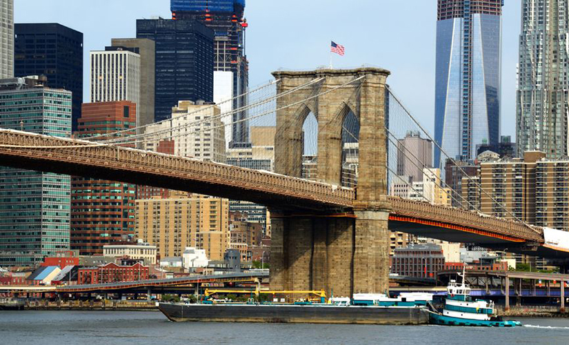 View of the Brooklyn Bridge and NYC