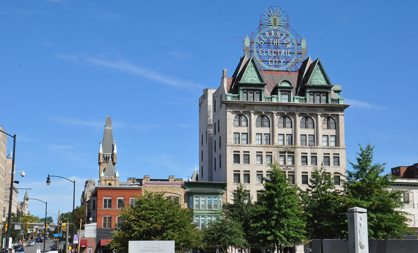 View of the Scranton Electric Building and Scranton, PA